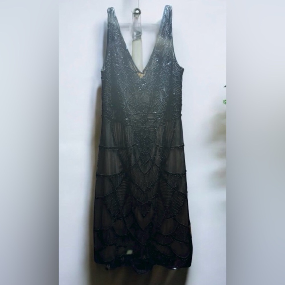JS Collections Black Beaded Dress